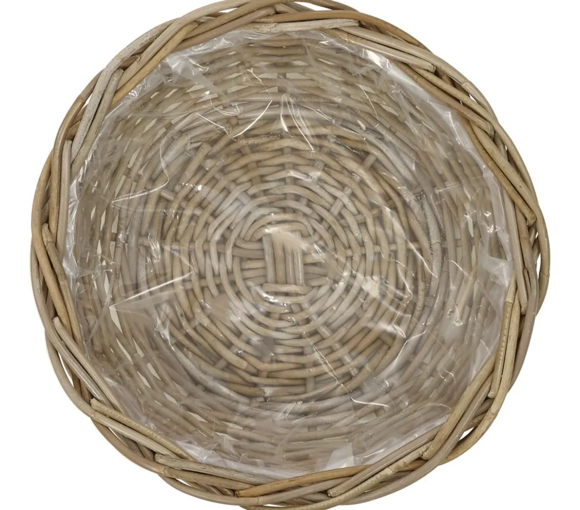 Van der Leeden Rattan-Pflanzschale, braun, Ø 41 cm