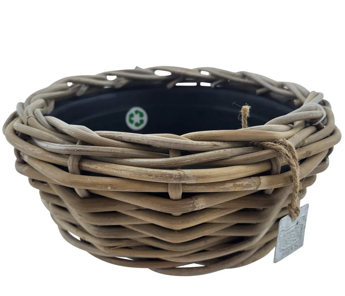 Van der Leeden Rattan-Schale Drypot, rund, grau, ca. Ø30/H12 cm