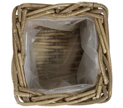 Van der Leeden Rattan-Topf, quadratisch, grau-braun