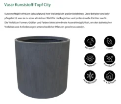 Vasar Kunststoff-Topf City, rund, grau