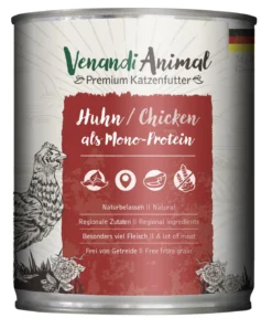Venandi Animal Nassfutter für Katzen Monoprotein, Adult, 800 g