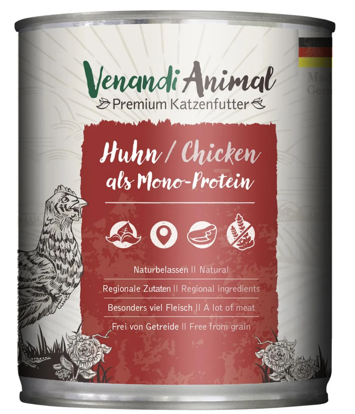 Venandi Animal Nassfutter für Katzen Monoprotein, Adult, 800 g