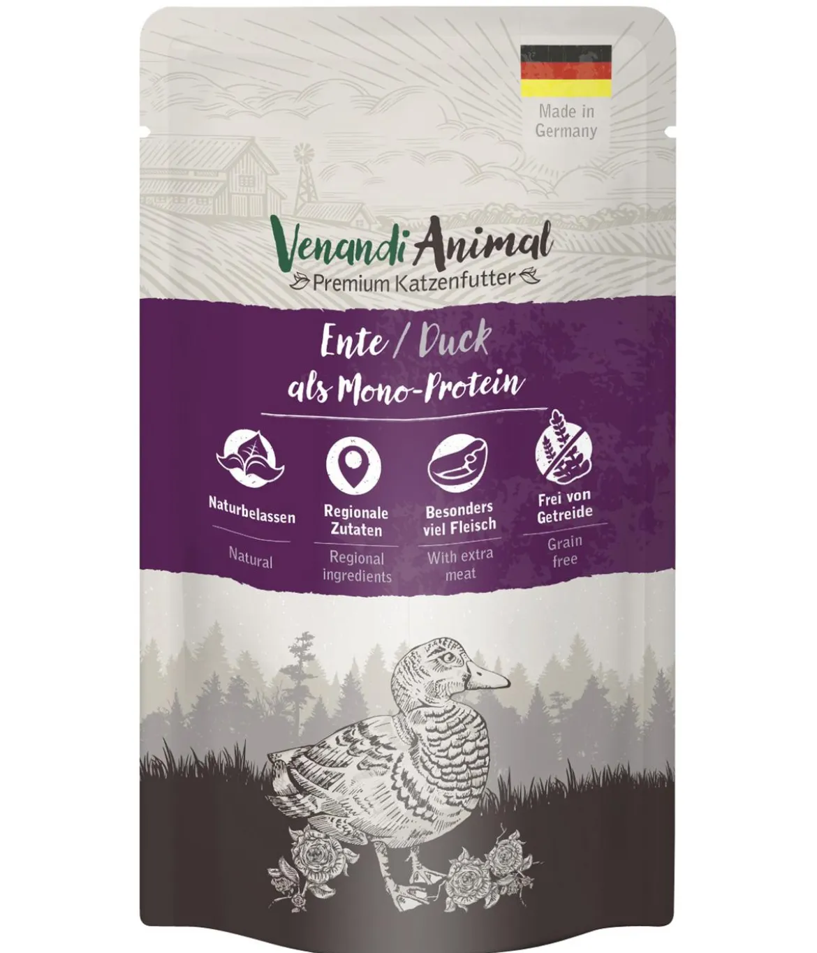 Venandi Animal Nassfutter für Katzen Monoprotein, Adult, 125 g