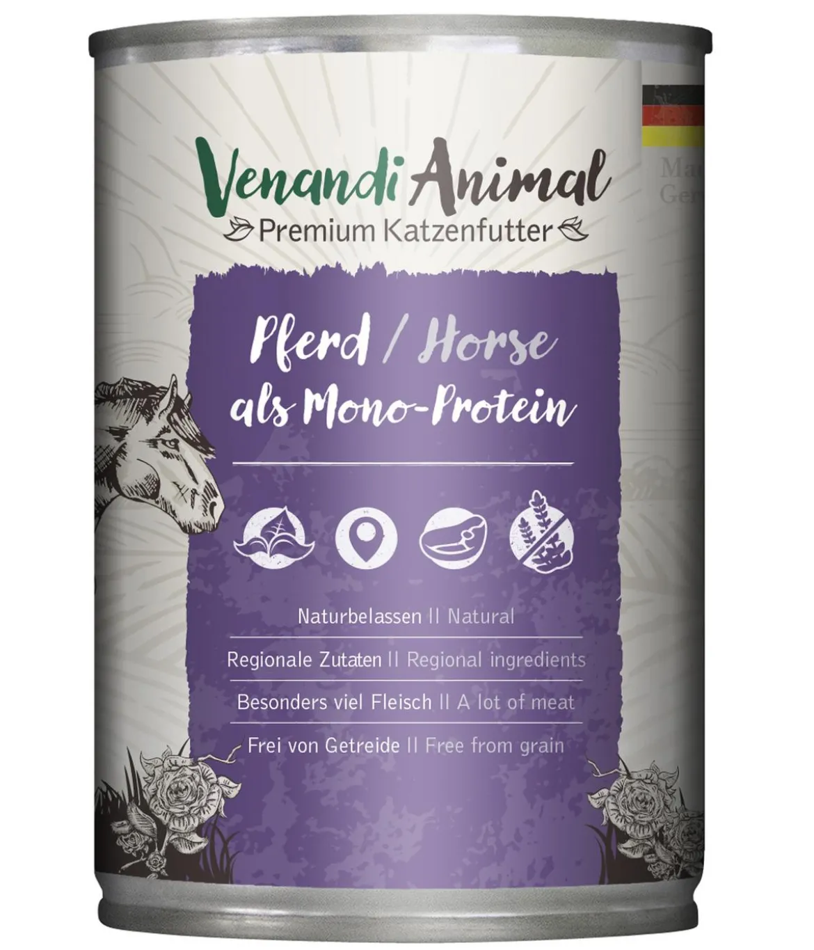 Venandi Animal Nassfutter für Katzen Monoprotein, Adult, 400 g