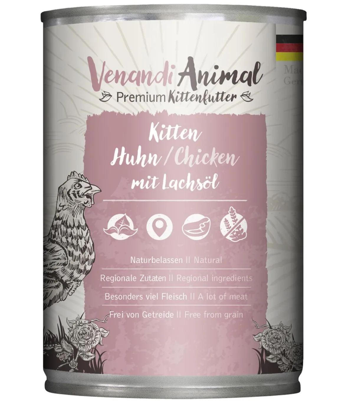 Venandi Animal Nassfutter für Katzen Kitten, Huhn