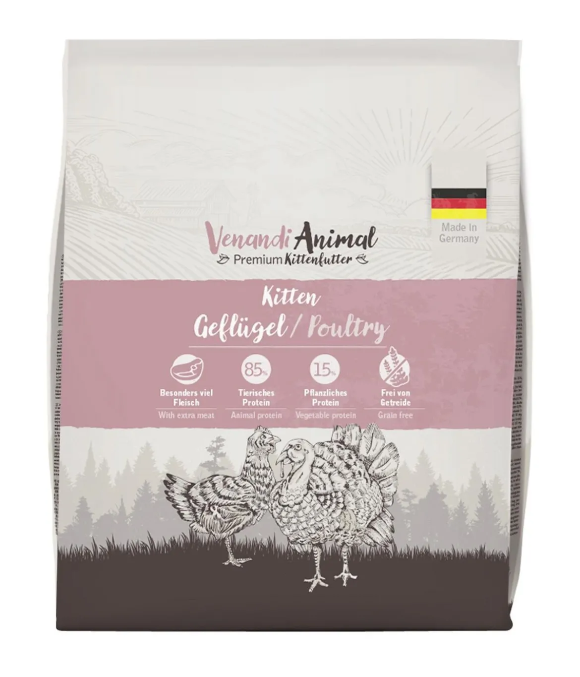 Venandi Animal Trockenfutter für Katzen Kitten, Huhn
