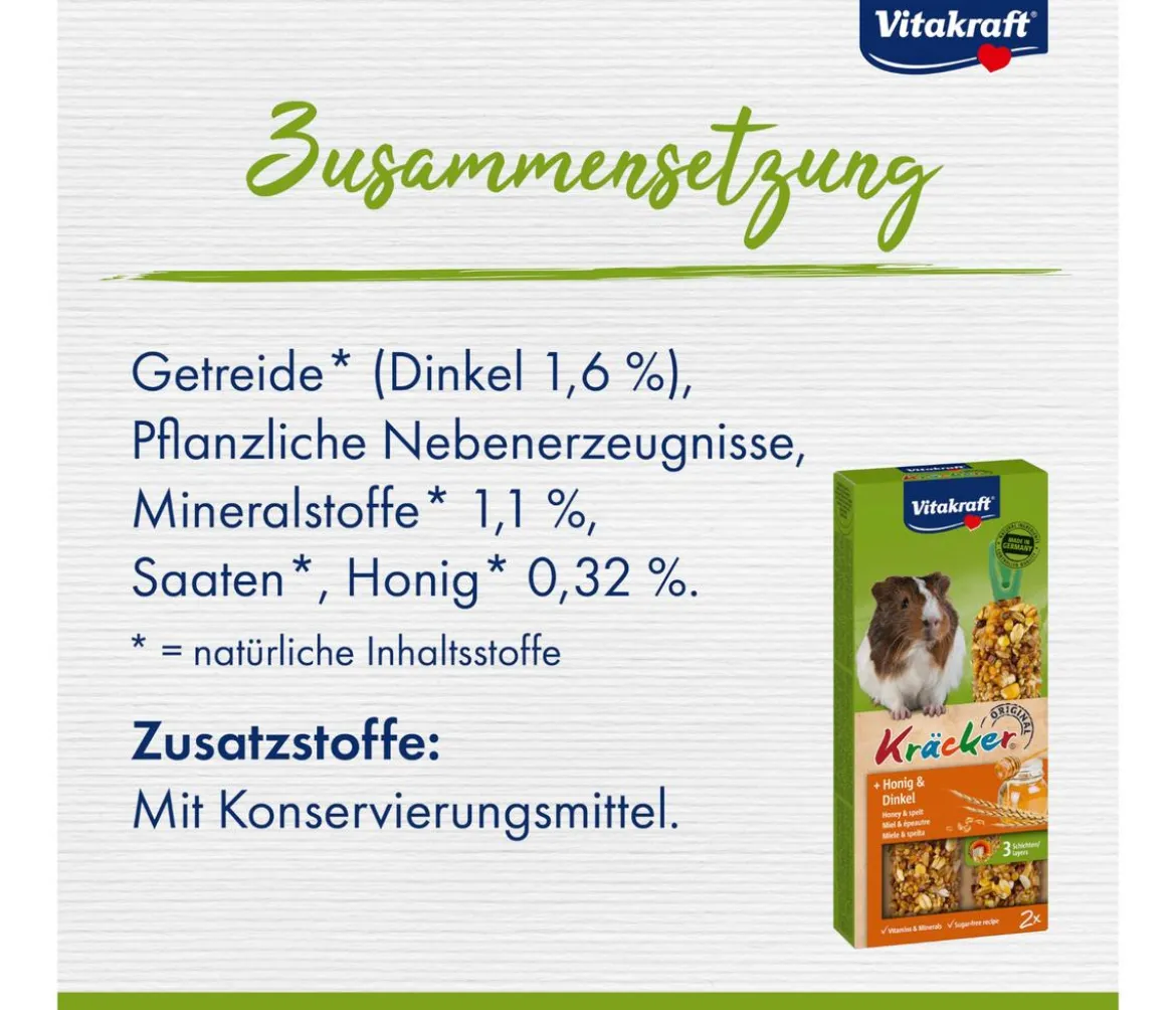 Vitakraft® Kräcker® Original + Honig & Dinkel für Meerschweinchen, 2er Pack