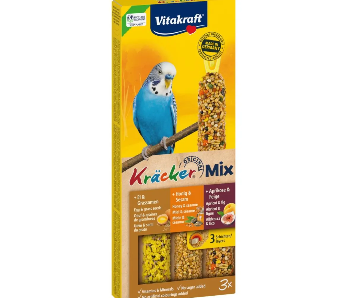 Vitakraft® Kräcker® Original Mix + Ei / Frucht / Honig für Wellensittiche, 3er Pack