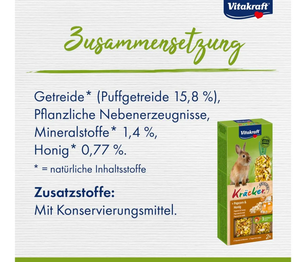 Vitakraft® Kräcker® Original + Popcorn & Honig für Zwergkaninchen, 2er Pack