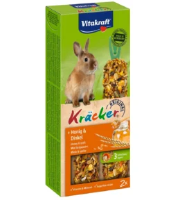 Vitakraft® Nagersnack Kräcker® Original Honig + Dinkel für Zwergkaninchen, 2er Pack