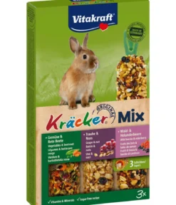 Vitakraft® Nagersnack Kräcker® Original Mix + Gemüse/Nuss/Waldbeere für Zwergkaninchen, 3er Pack