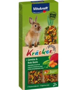 Vitakraft® Nagersnack Kräcker® Original Gemüse & Rote Beete für Zwergkaninchen, 2er Pack