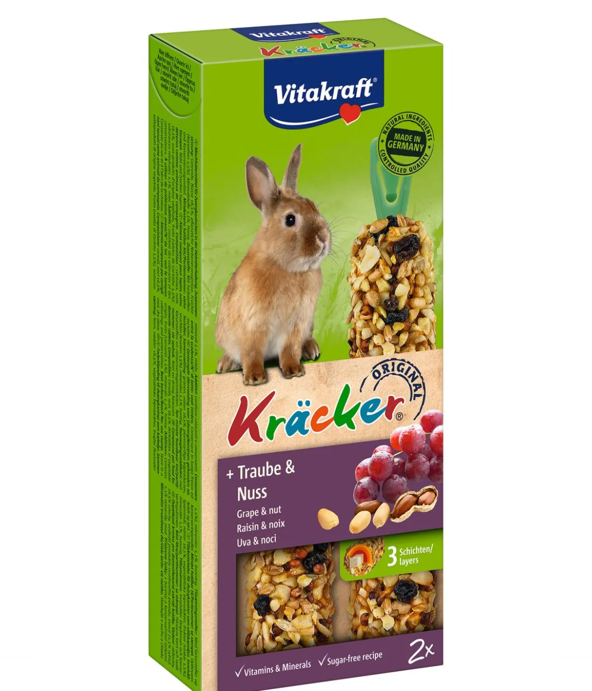 Vitakraft® Nagersnack Kräcker® Original Traube + Nuss für Zwergkaninchen, 2er Pack