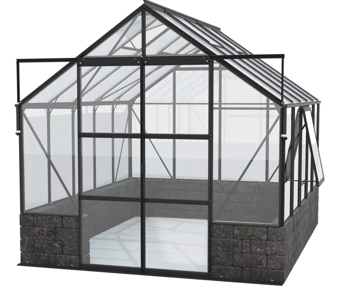 Vitavia Gewächshaus Cassiopeia 8300 ESG/NSG, inkl. Sockelmauer Basalt