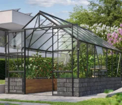 Vitavia Gewächshaus Cassiopeia11500 ESG/NSG, inkl. Sockelmauer Basalt
