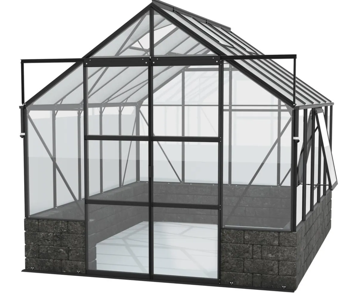 Vitavia Gewächshaus Cassiopeia 8300 ESG/HKP, inkl. Sockelmauer Basalt
