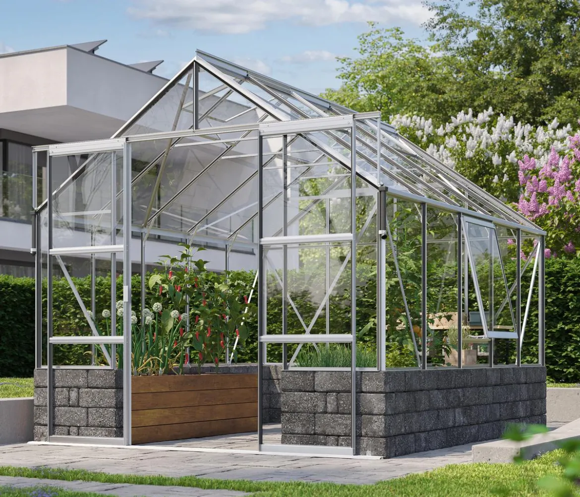 Vitavia Gewächshaus Cassiopeia 8300 ESG, inkl. Sockelmauer Basalt