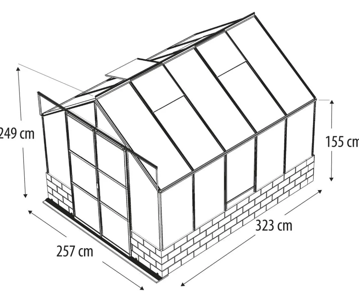 Vitavia Gewächshaus Cassiopeia 8300 ESG, inkl. Sockelmauer Basalt