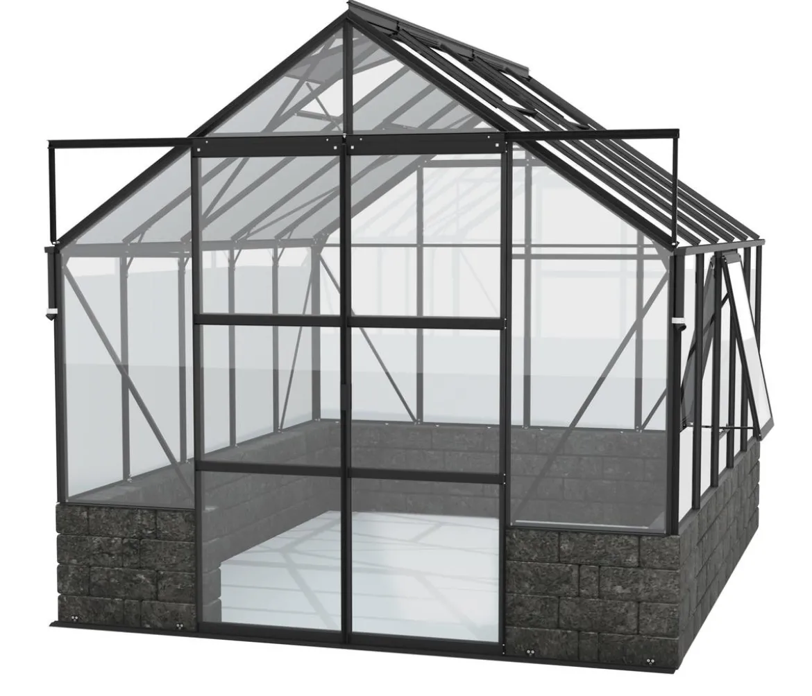 Vitavia Gewächshaus Cassiopeia 8300 ESG, inkl. Sockelmauer Basalt