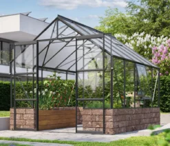 Vitavia Gewächshaus Cassiopeia 8300 ESG/HKP, inkl. Sockelmauer Herbstlaub