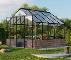 Vitavia Gewächshaus Cassiopeia 8300 ESG/HKP, inkl. Sockelmauer Herbstlaub