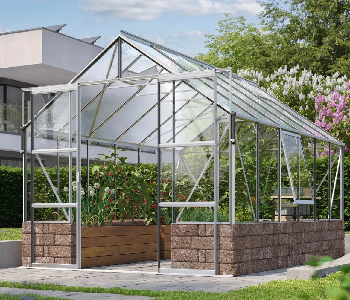 Vitavia Gewächshaus Cassiopeia 9900 ESG/NSG, inkl. Sockelmauer Herbstlaub