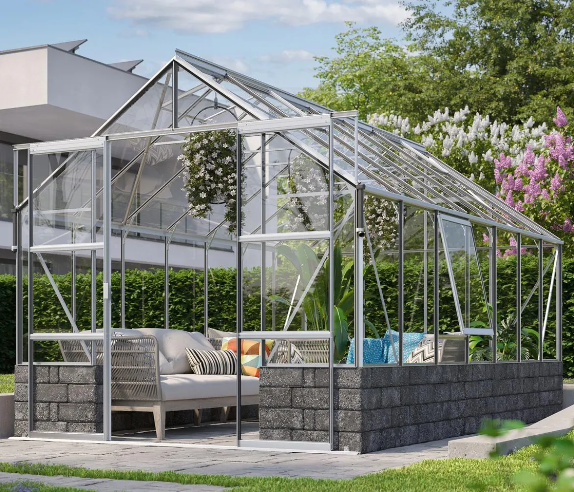 Vitavia Gewächshaus Cassiopeia 11500 ESG, inkl. Sockelmauer Basalt