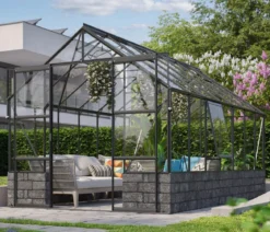 Vitavia Gewächshaus Cassiopeia 11500 ESG, inkl. Sockelmauer Basalt