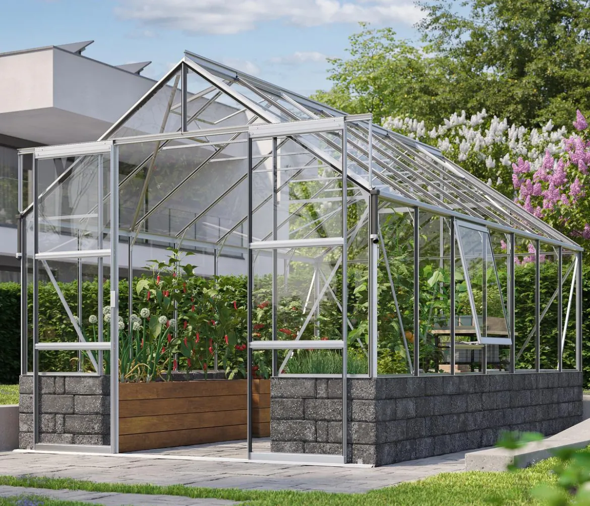 Vitavia Gewächshaus Cassiopeia 11500 ESG, inkl. Sockelmauer Basalt