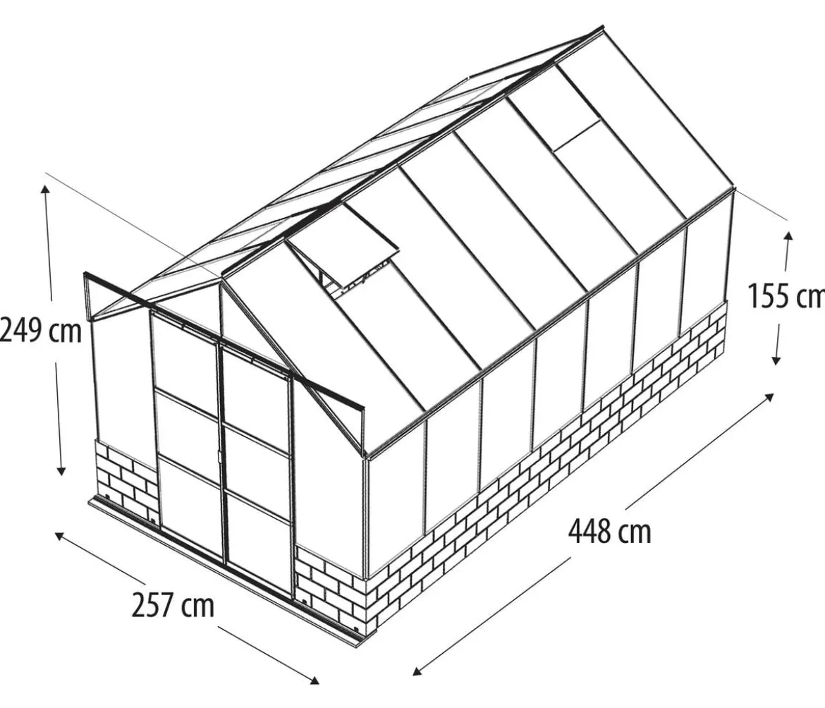 Vitavia Gewächshaus Cassiopeia 11500 ESG, inkl. Sockelmauer Basalt