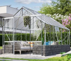 Vitavia Gewächshaus Cassiopeia 11500 ESG/HKP, inkl. Sockelmauer Basalt