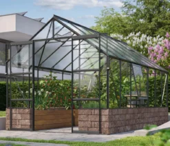 Vitavia Gewächshaus Cassiopeia 11500 ESG/NSG, inkl. Sockelmauer Herbstlaub