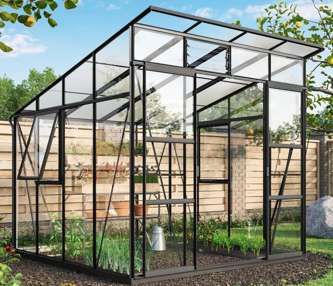 Vitavia Gewächshaus Iduna 7600, ESG/HKP inkl. Stahlfundamentrahmen, ca. B258/H246/T292 cm