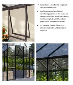 Vitavia Gewächshaus Iduna 5900 ESG/HKP, inkl. Stahlfundamentrahmen, ca. B254/H231/T230 cm
