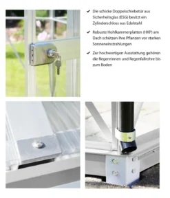 Vitavia Gewächshaus Luna 9000, inkl. Stahlfundamentrahmen, ca. B383/H283/T331 cm