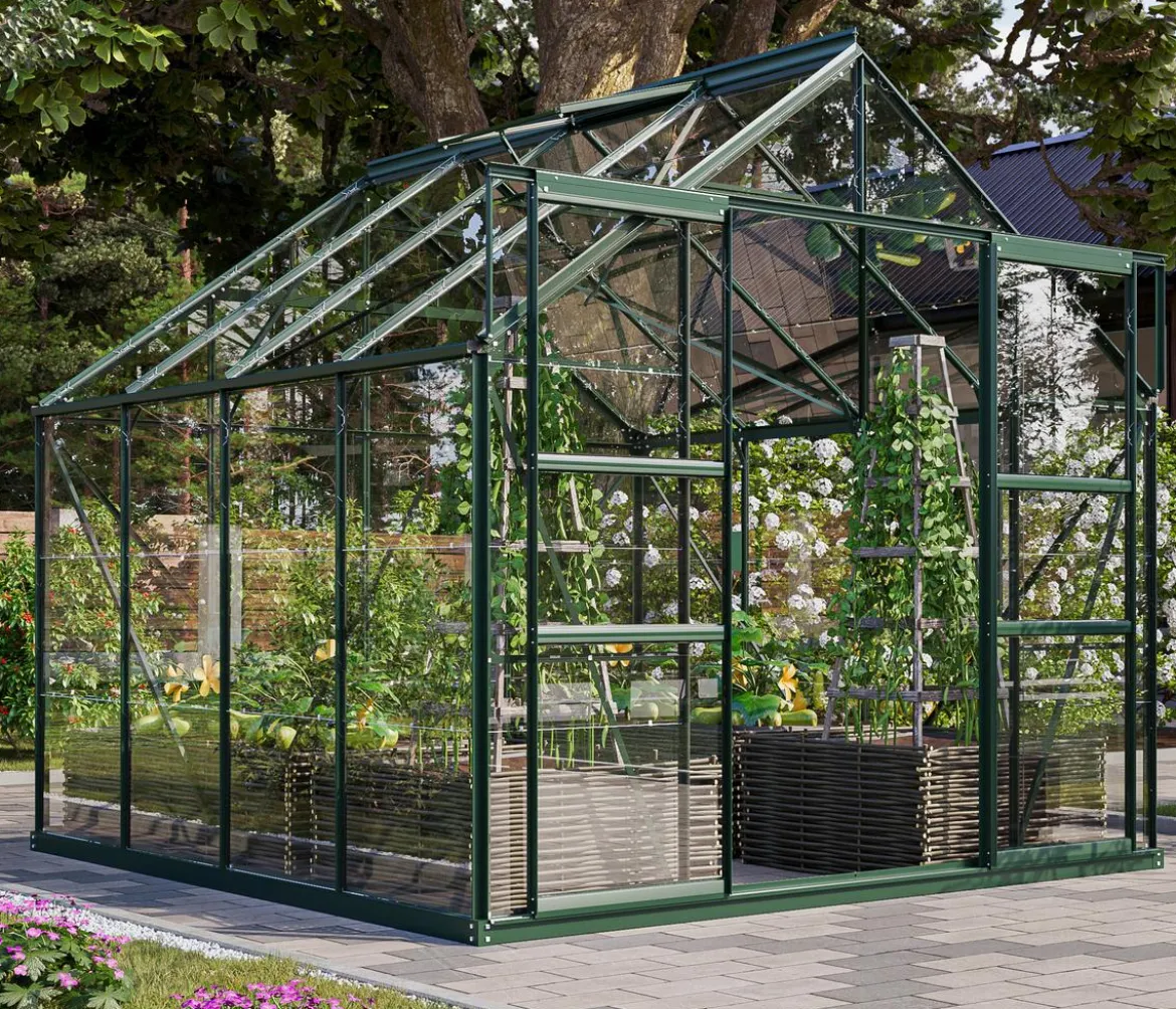 Vitavia Gewächshaus Neptun Plus 6700 ESG, inkl. Stahlfundamentrahmen, ca. B257/H238/T258 cm