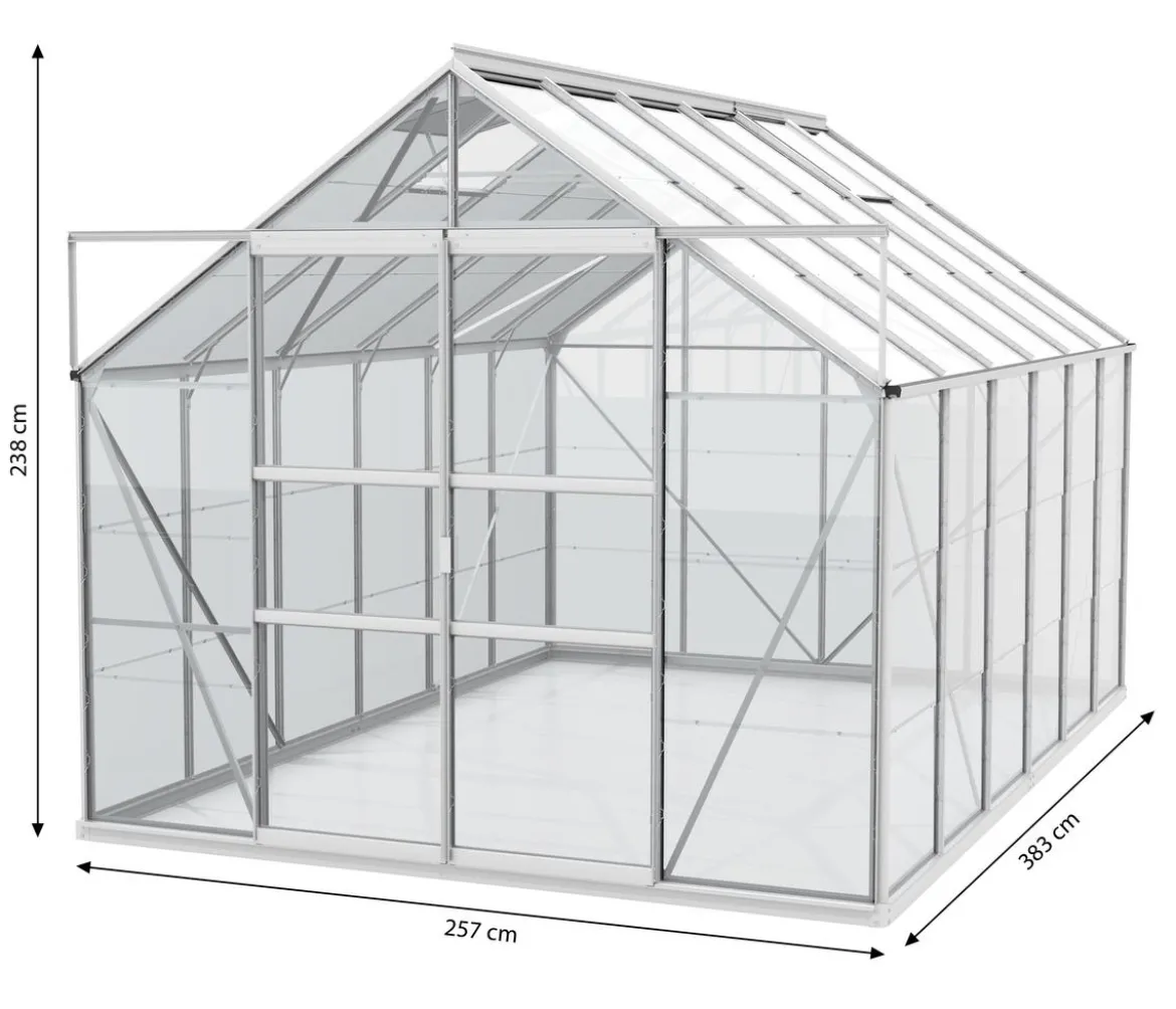 Vitavia Gewächshaus Neptun Plus 9900 ESG, inkl. Stahlfundamentrahmen, ca. B257/H238/T383