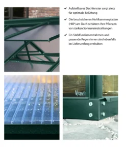 Vitavia Gewächshaus Neptun Plus 11500 ESG/HKP, inkl. Stahlfundamentrahmen, ca. B254/H238/T441 cm