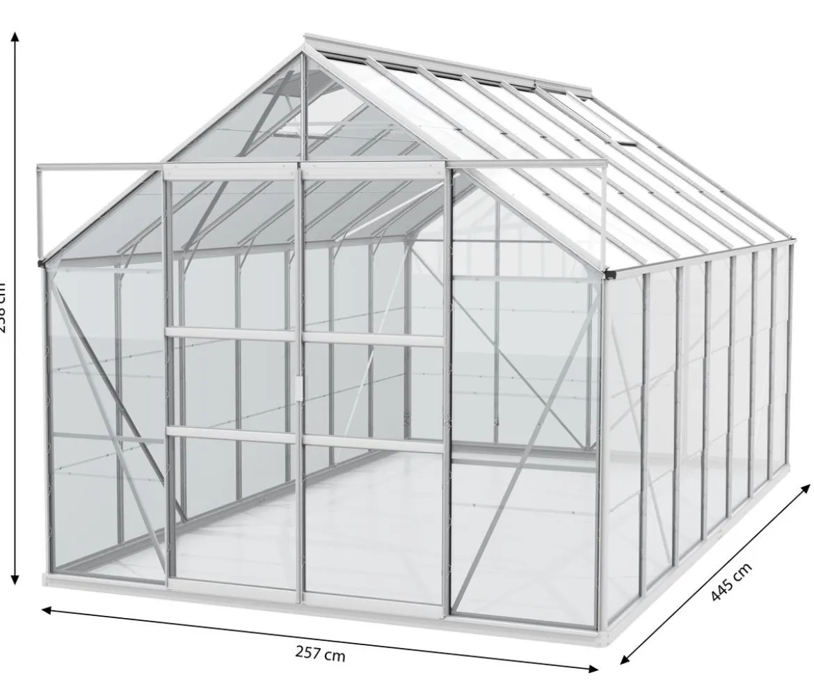 Vitavia Gewächshaus Neptun Plus 11500 ESG, inkl. Stahlfundamentrahmen, ca. B254/H238/T441 cm