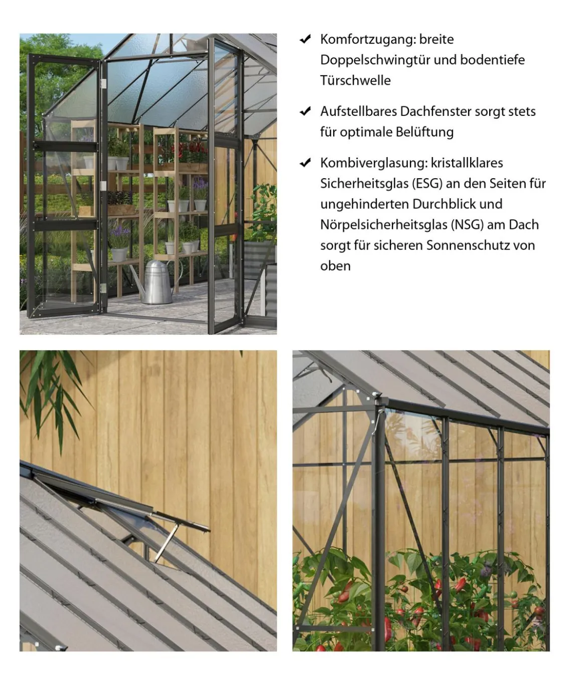 Vitavia Gewächshaus Orbit 11500, ESG/NSG, inkl. Stahlfundamentrahmen