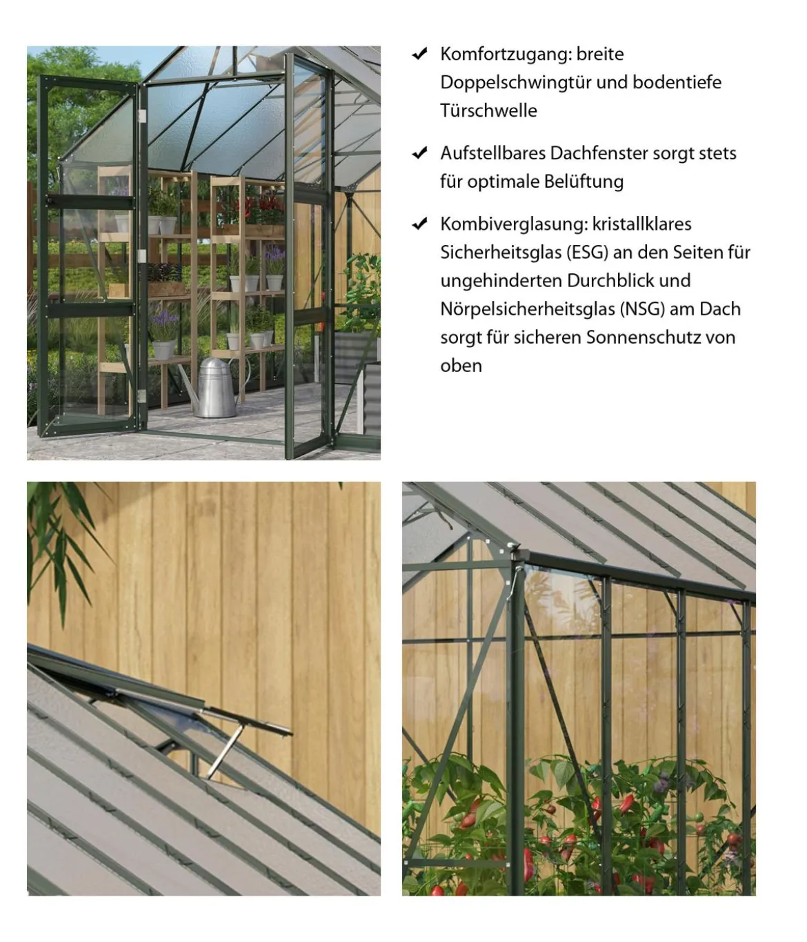 Vitavia Gewächshaus Orbit 8300, ESG/NSG, inkl. Stahlfundamentrahmen