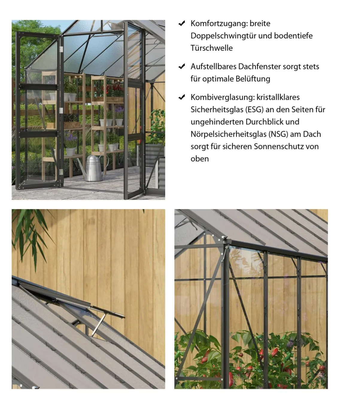 Vitavia Gewächshaus Orbit 8300, ESG/NSG, inkl. Stahlfundamentrahmen