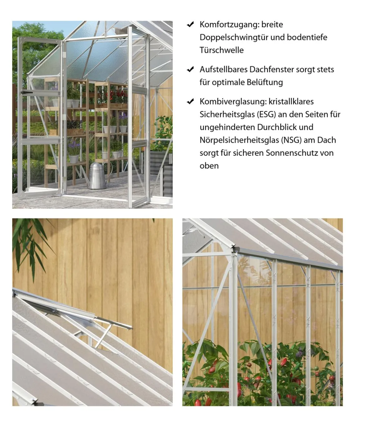 Vitavia Gewächshaus Orbit 8300, ESG/NSG, inkl. Stahlfundamentrahmen