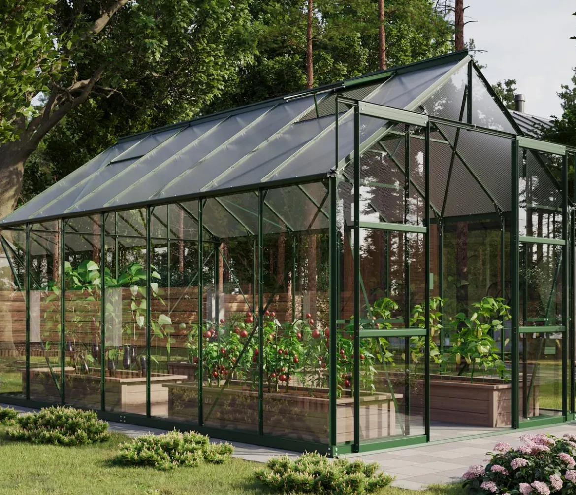 Vitavia Gewächshaus Phönix 11500 ESG/HKP, inkl. Stahlfundamentrahmen, ca. B257/H254/T448 cm