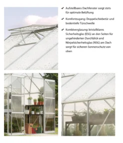 Vitavia Gewächshaus Phönix 8300 ESG/NSG, inkl. Stahlfundamentrahmen, ca. B257/H254/T324 cm