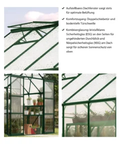 Vitavia Gewächshaus Phönix 9900 ESG/NSG, inkl. Stahlfundamentrahmen, ca. B257/H254/T386 cm