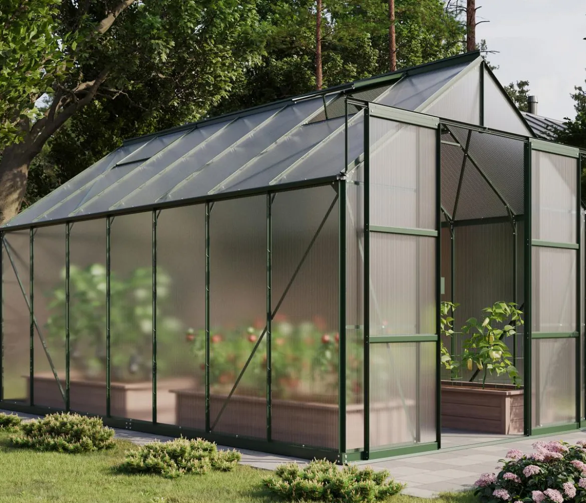 Vitavia Gewächshaus Phönix 11500 HKP, inkl. Stahlfundamentrahmen, ca. B257/H254/T448 cm