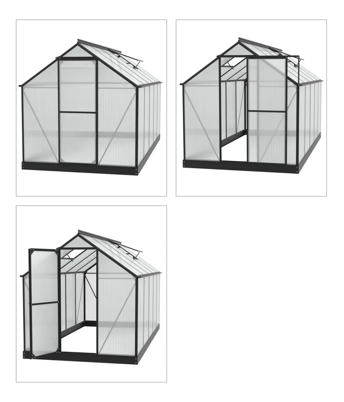 Vitavia Gewächshaus Pluto 7500 HKP, inkl. Stahlfundamentrahmen, ca. B198/H208/T377 cm