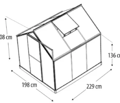 Vitavia Gewächshaus Pluto 4600 HKP, inkl. Stahlfundamentrahmen, ca. B198/H208/T229 cm