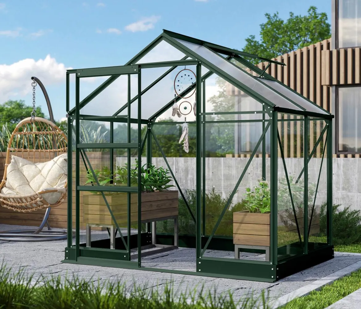 Vitavia Gewächshaus Pontos 2500, ESG/HKP, inkl. Stahlfundamentrahmen